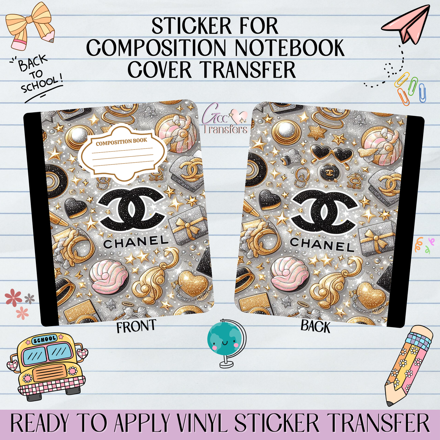 Gold Glam Sparkle - Sticker for Notebook Cover