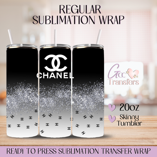 Fashion Designer Silver Glitter - 20oz Regular Sublimation Wrap