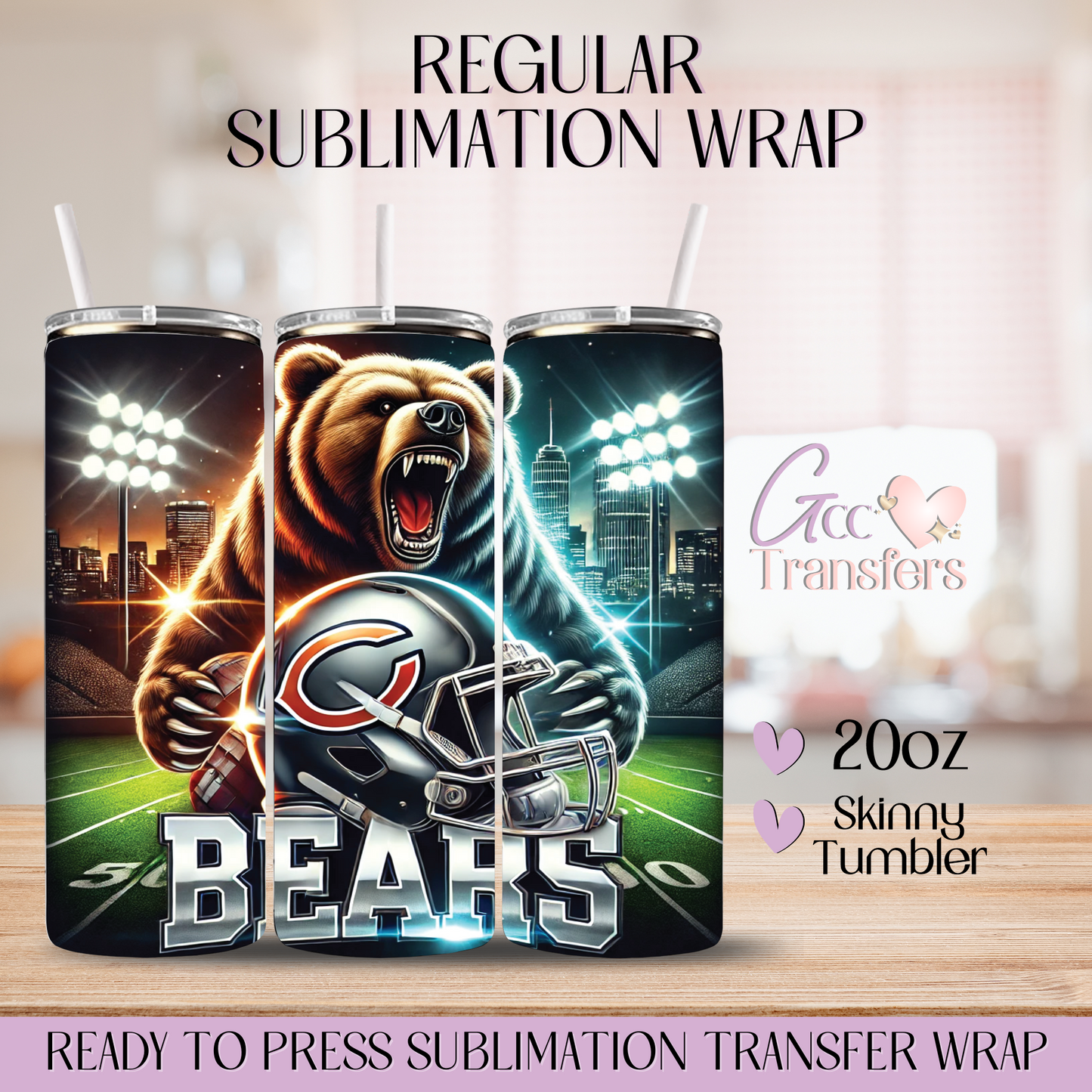Chicago Football Team - 20oz Regular Sublimation Wrap