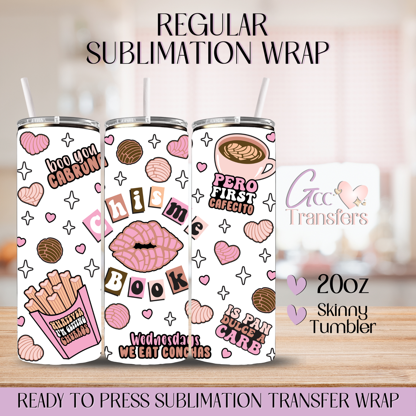 Chisme Book Conchas - 20oz Regular Sublimation Wrap