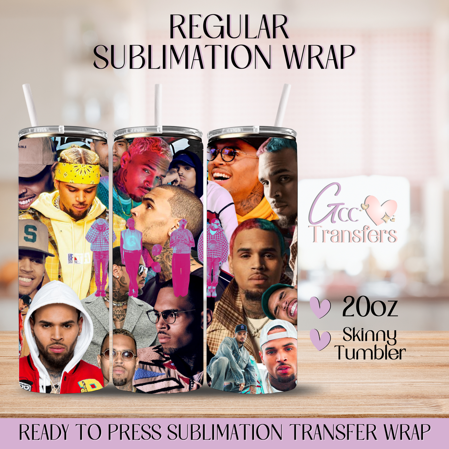 Chris Brown Collage - 20oz Regular Sublimation Wrap