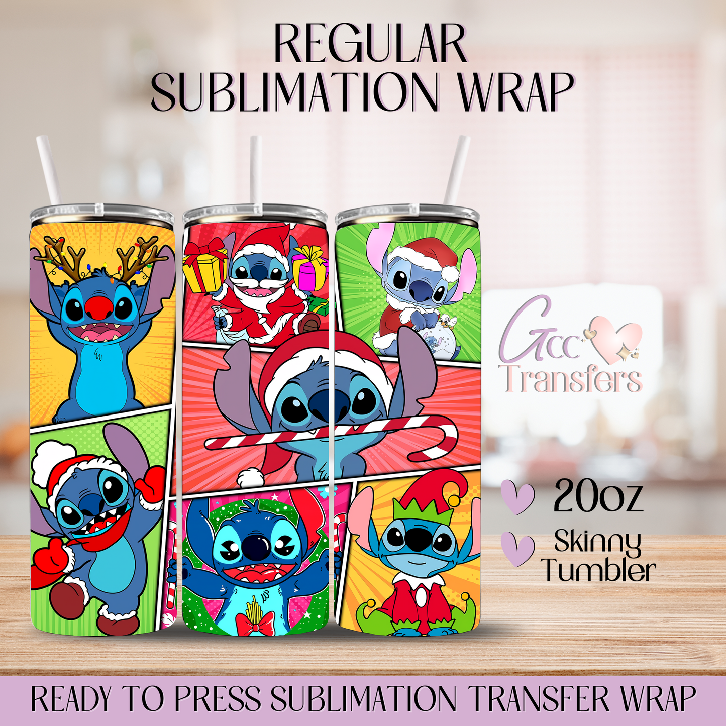 Christmas Collage Alien Character - 20oz Regular Sublimation Wrap