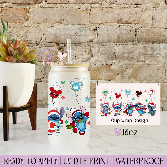 Christmas Cute Alien Character   - 16oz UV DTF WRAP