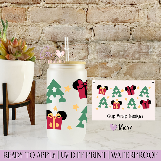Christmas Mice Gift Ears - 16oz UV DTF WRAP