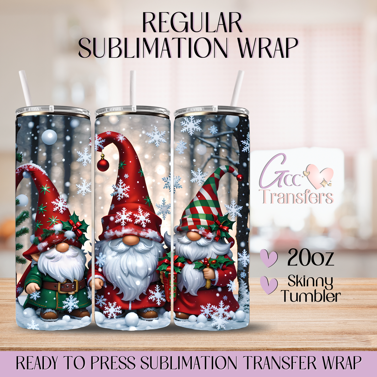 Christmas Gnomes Snowing - 20oz Regular Sublimation Wrap