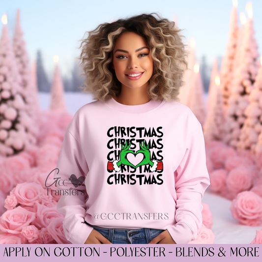 Christmas Grinch Heart- Full Color DTF Transfer
