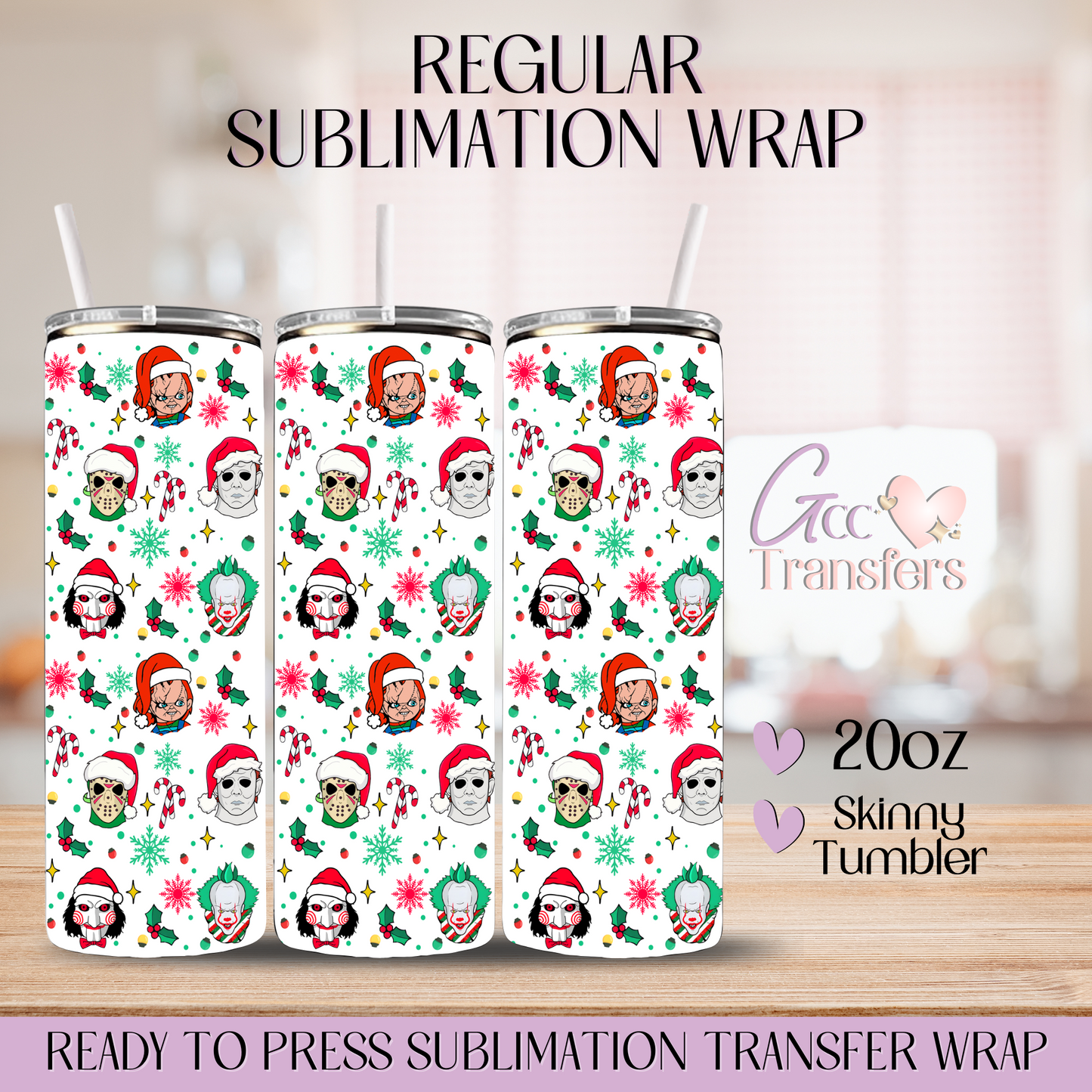 Christmas Horror Characters - 20oz Regular Sublimation Wrap