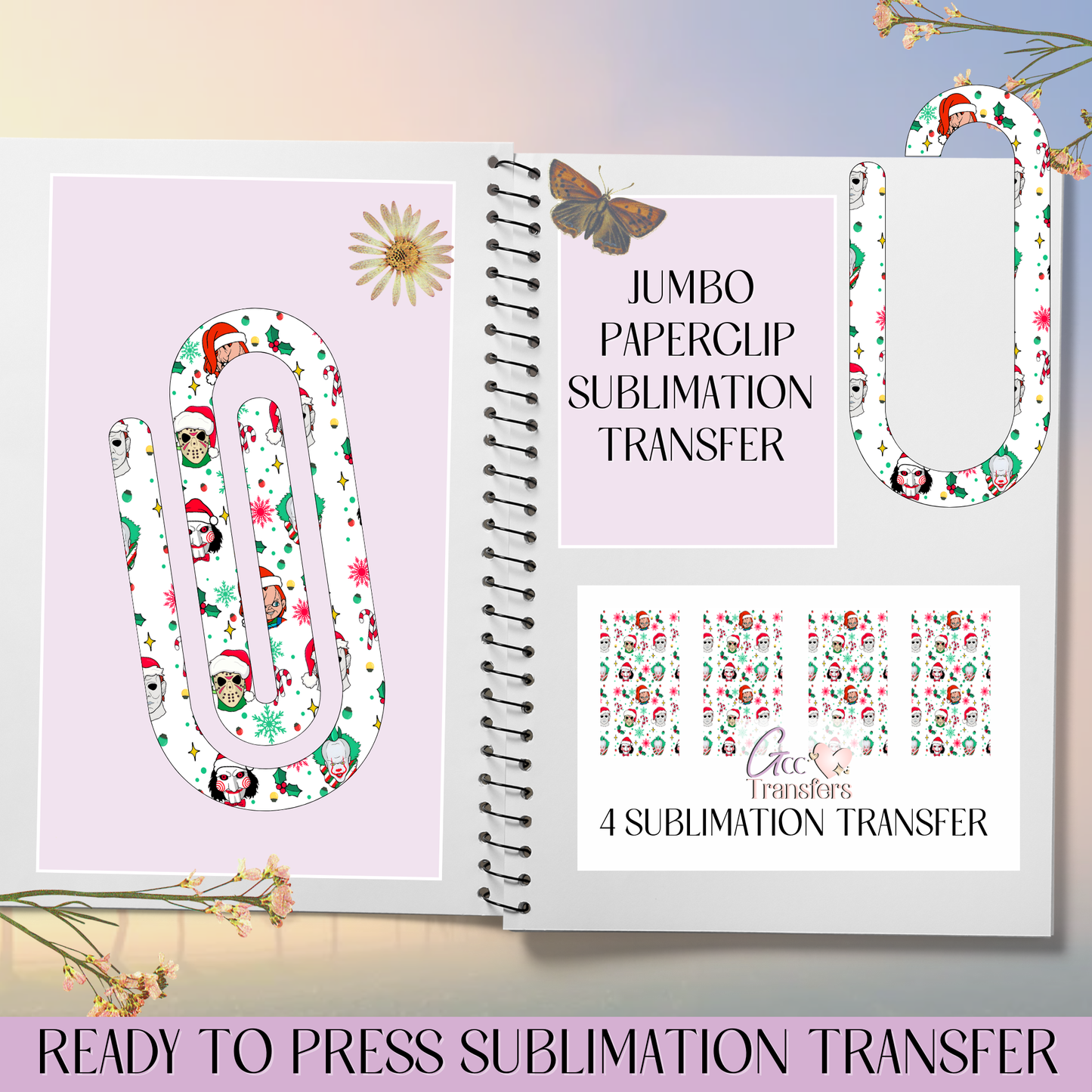 Horror Characters Christmas - Jumbo Paperclip Sublimation Transfer