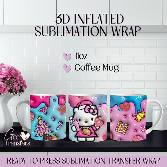 Christmas Cute Cat - 11oz Mug 3D Inflated Sublimation Wrap