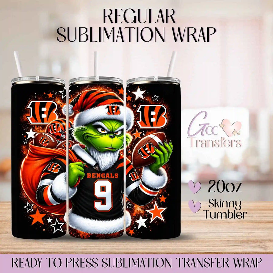 Grinch Bengals Football - 20oz Regular Sublimation Wrap