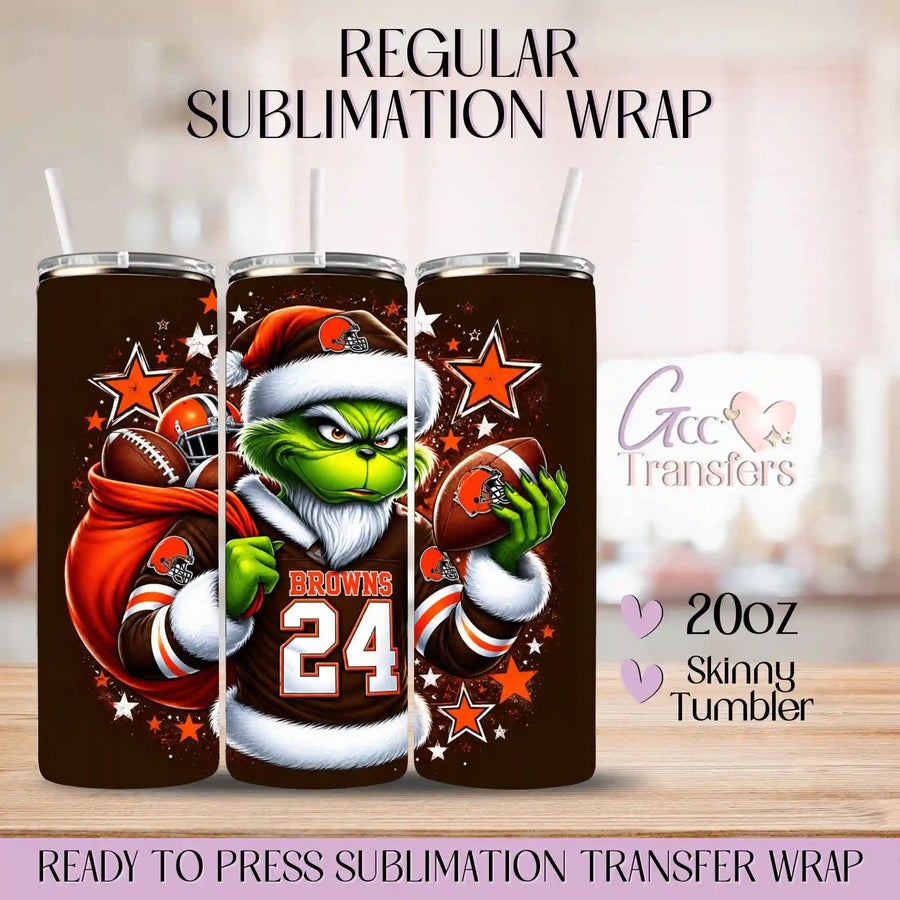 Grinch Browns Football - 20oz Regular Sublimation Wrap