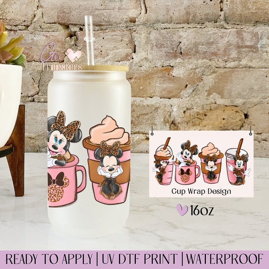 Iced Coffee Leopard Mice - 16oz UV DTF WRAP