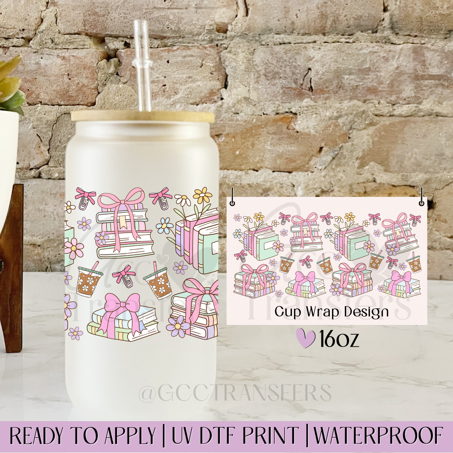 Retro Bookish Girly - 16oz UV DTF WRAP