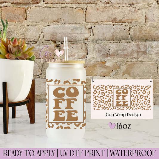 Coffee Cheetah Leopard - 16oz UV DTF WRAP