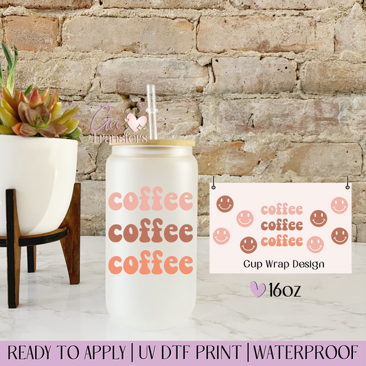 Coffee Coffee Coffee Retro - 16oz UV DTF WRAP