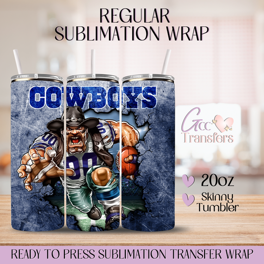 Cowboys Mascot Football - 20oz Regular Sublimation Wraps
