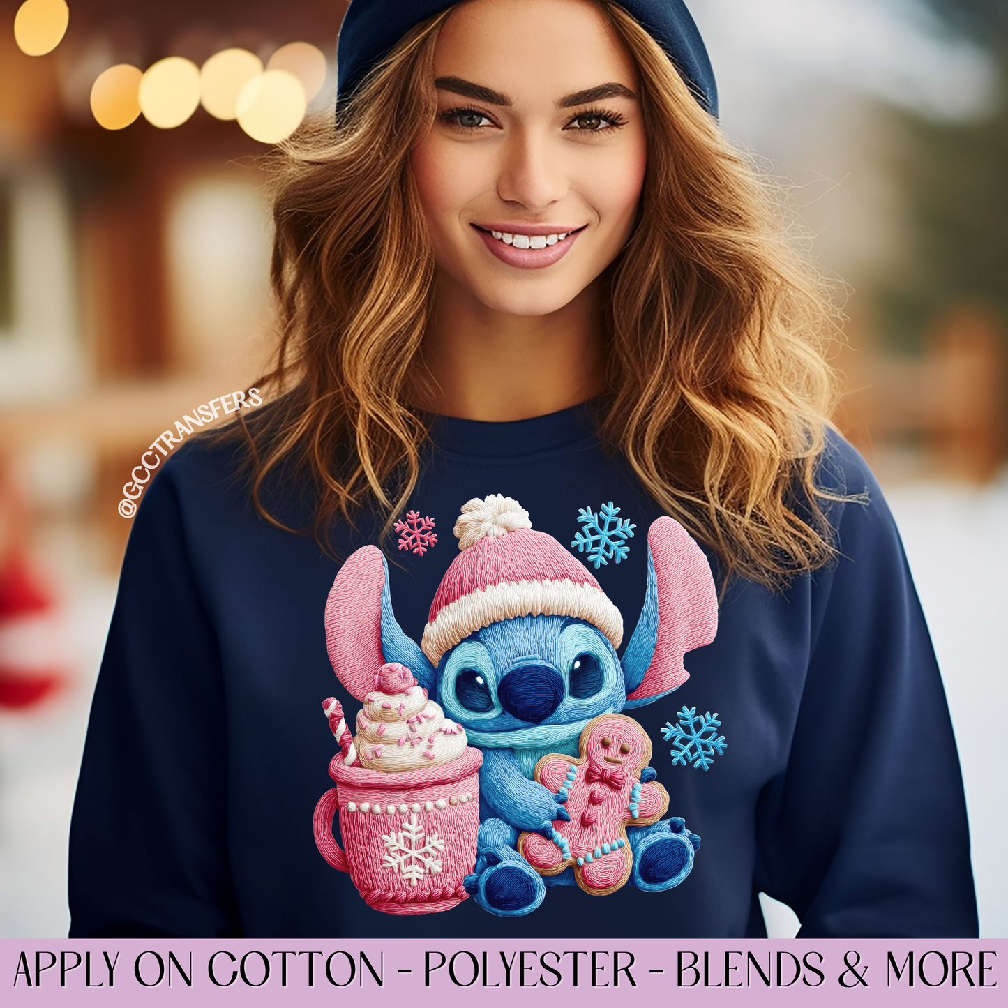 Cozy Blue Alien Crochet Yarn - Full Color DTF Transfer