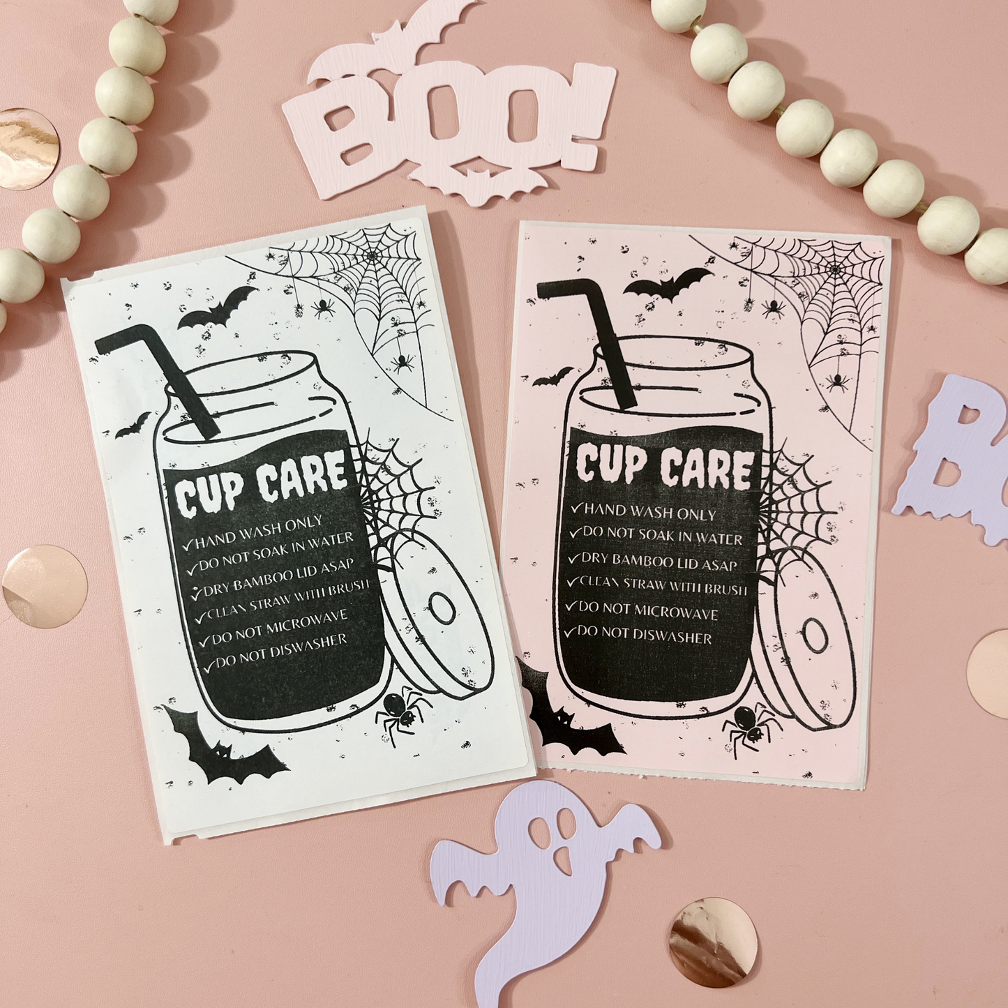Cup Care Guide - 100 Thermal Labels Stickers