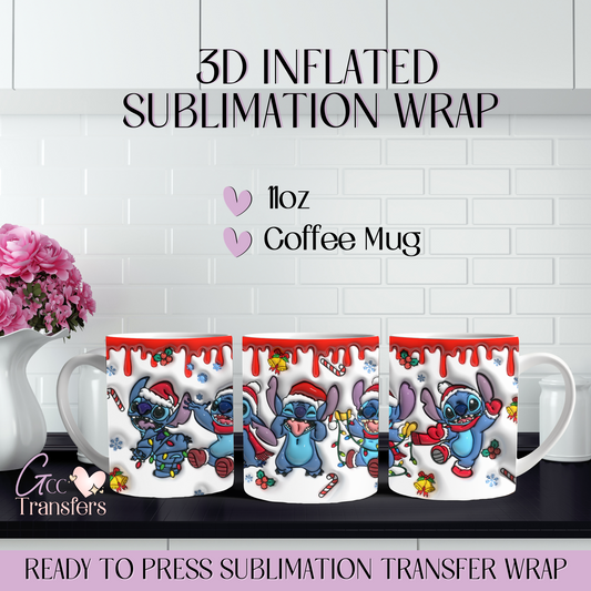 Cute Character Christmas Dripping - 11oz Mug 3D Inflated Sublimation Wrap