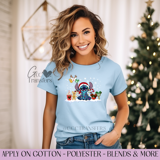 Xmas Snowing Alien  - Full Color DTF Transfer