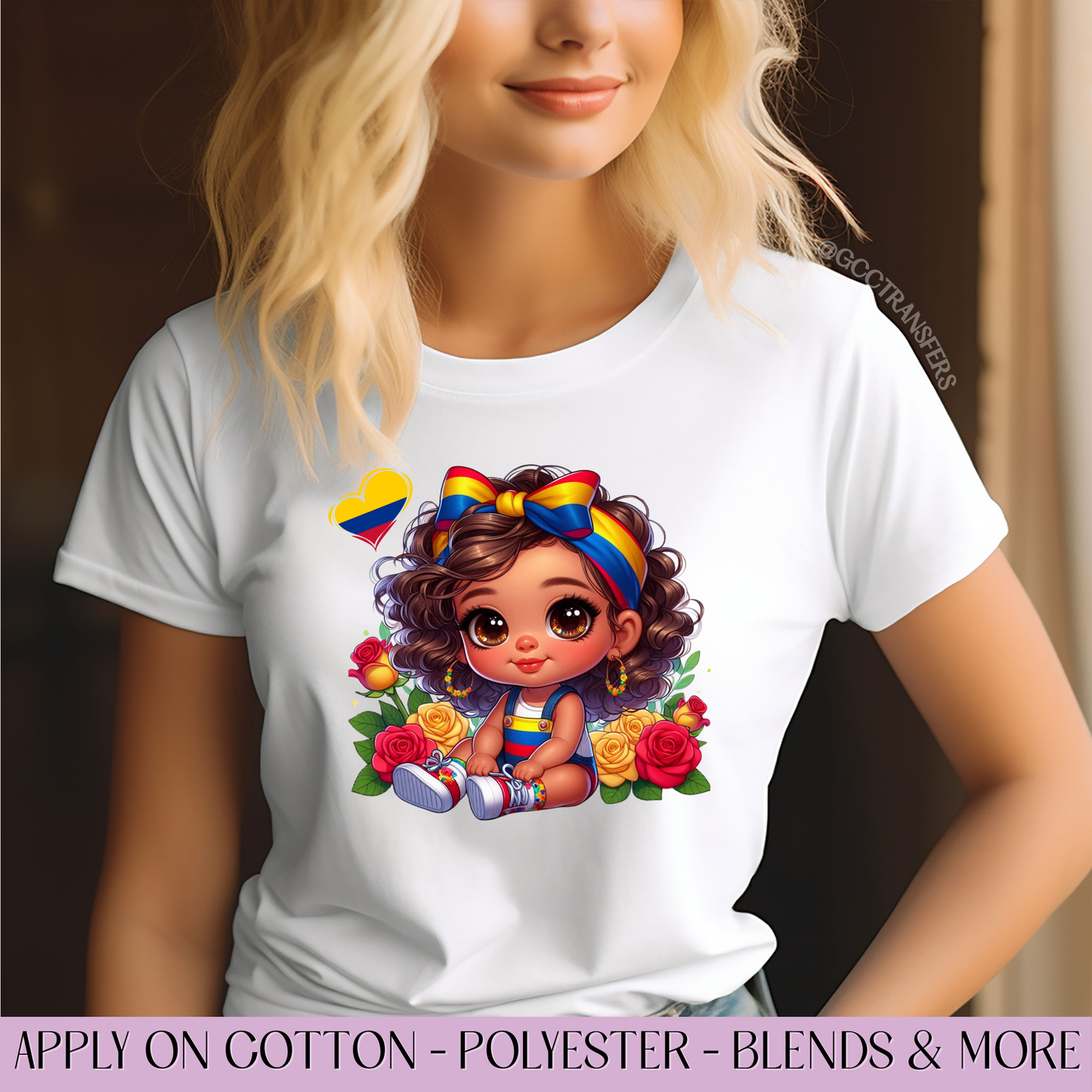 Cute Colombian Baby Bandana Tricolor - Full Color DTF Transfer