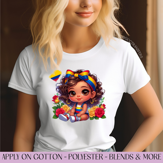 Cute Colombian Baby Bandana Tricolor - Full Color DTF Transfer