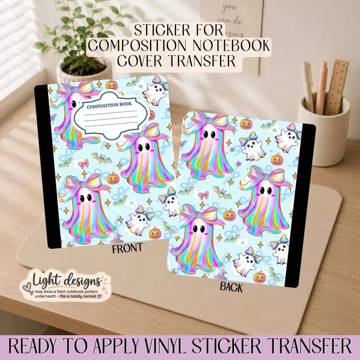 Cute Ghost Iridescent - Sticker for Notebook Cover