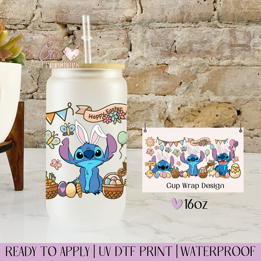 Happy Easter Basket Alien Character  - 16oz UV DTF WRAP