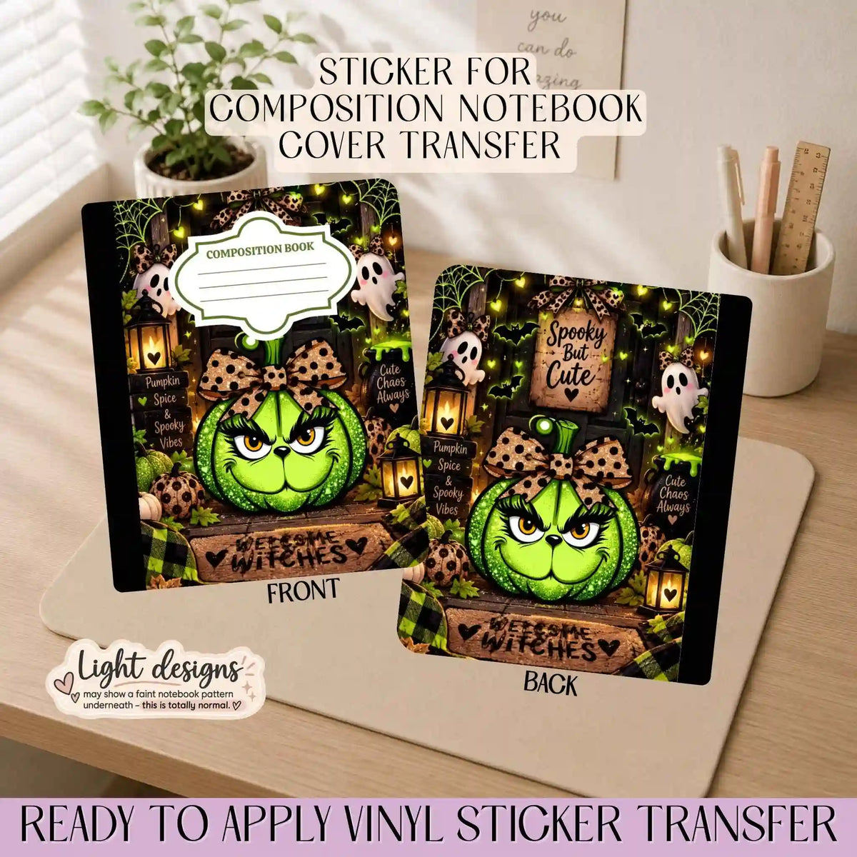 Cute Green Pumpkin - Sticker for Notebook Cover