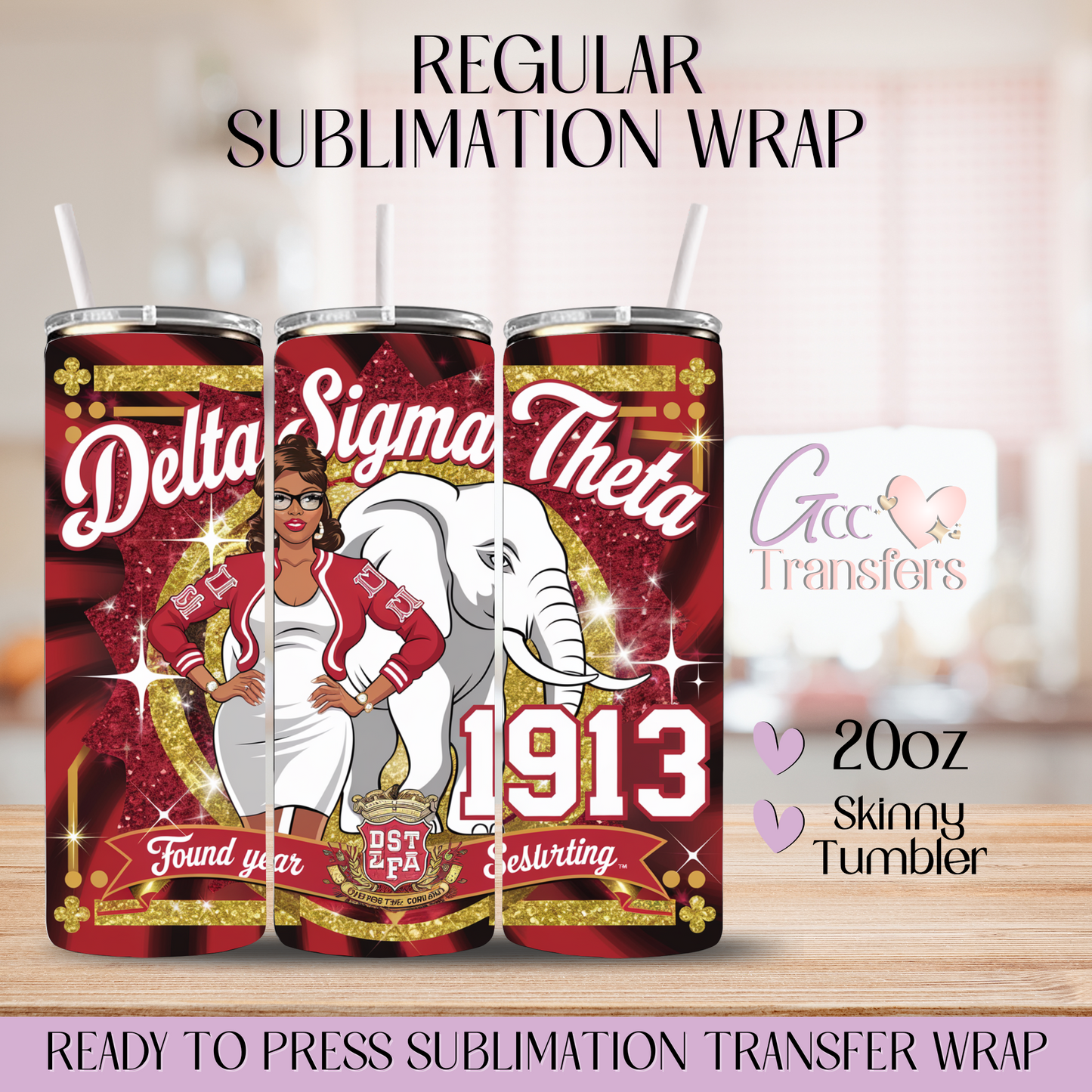 Delta Sigma Theta - 20oz Regular Sublimation Wrap