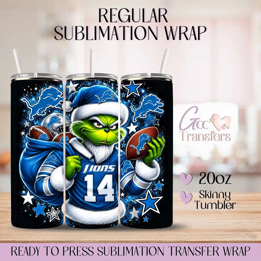 Grinch Lions Football - 20oz Regular Sublimation Wrap