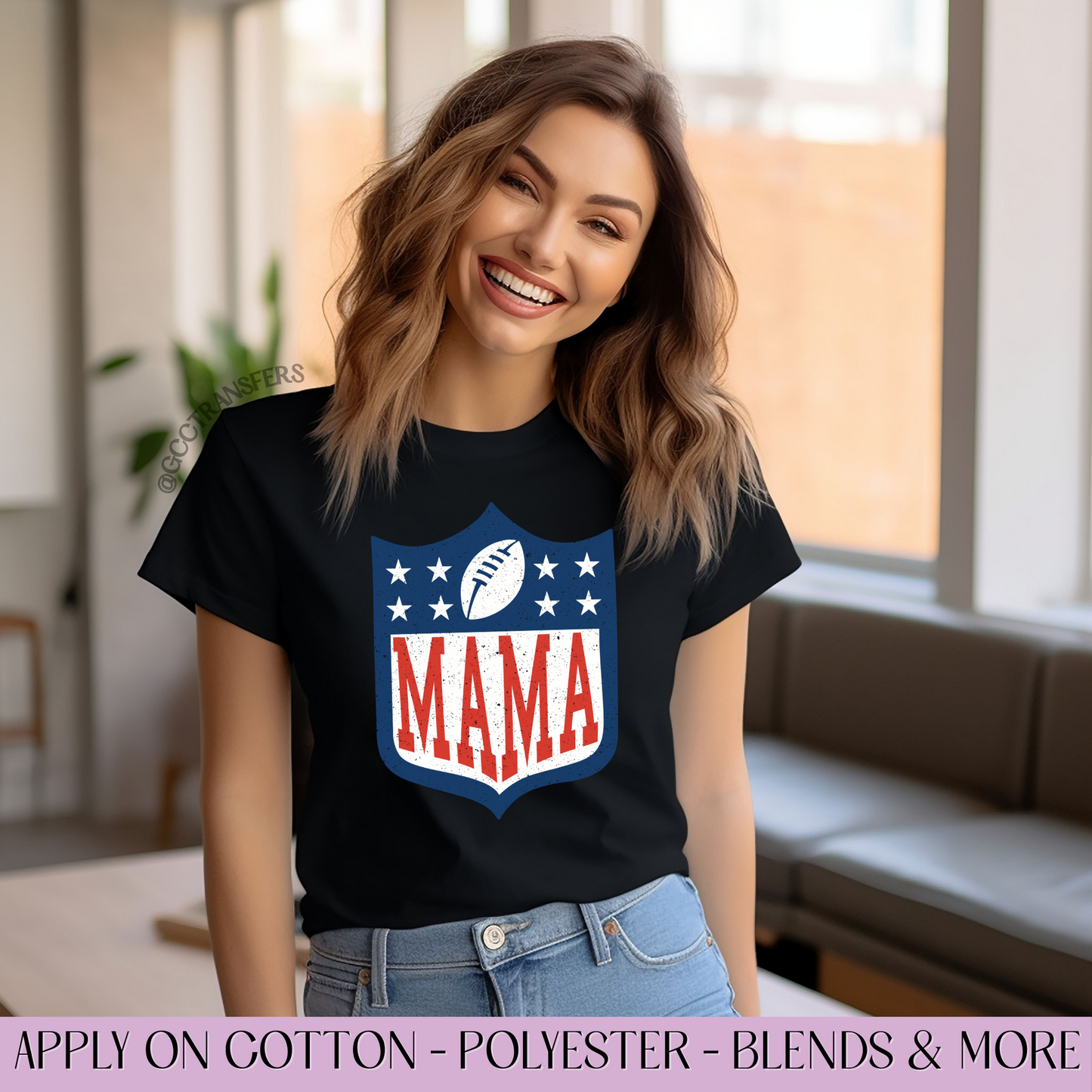 Distressed Mama Football - Full Color DTF Transfer