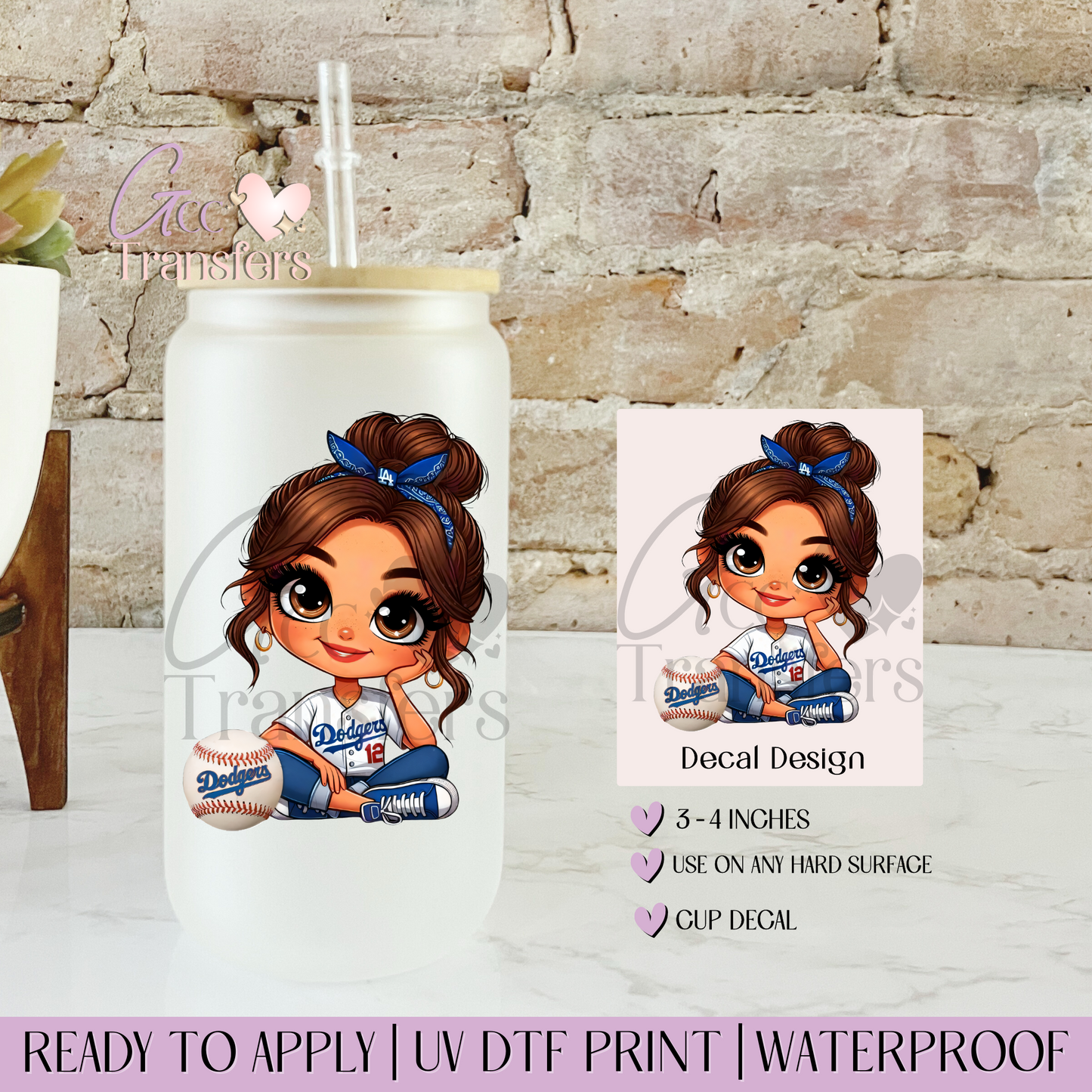 Dodgers 12 Girl Fans Baseball - Decal UVDTF