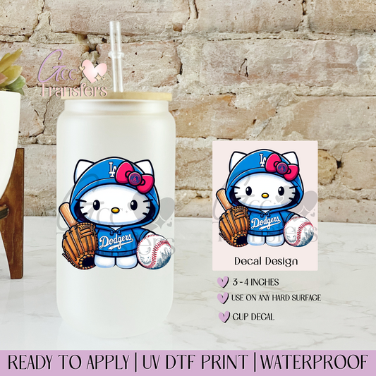 LA Baseball Team Cat Fan - Decal UVDTF