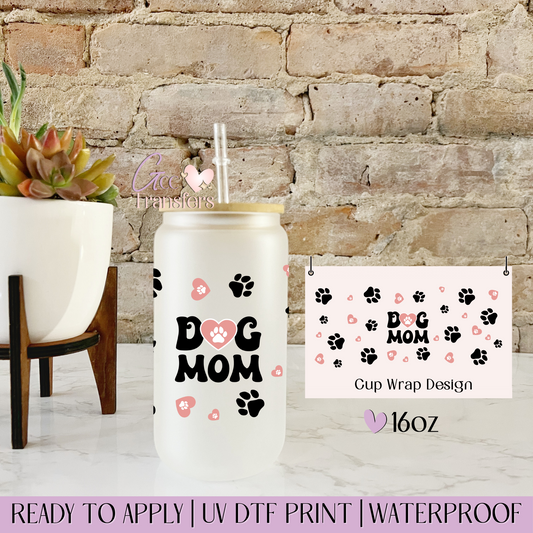 Retro Dog Mom Pink - 16oz UV DTF WRAP