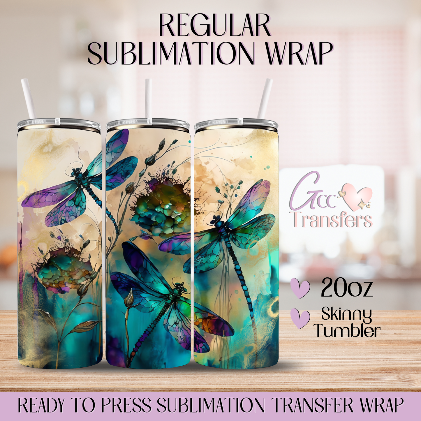 Blue Dragonfly - 20oz Regular Sublimation Wrap