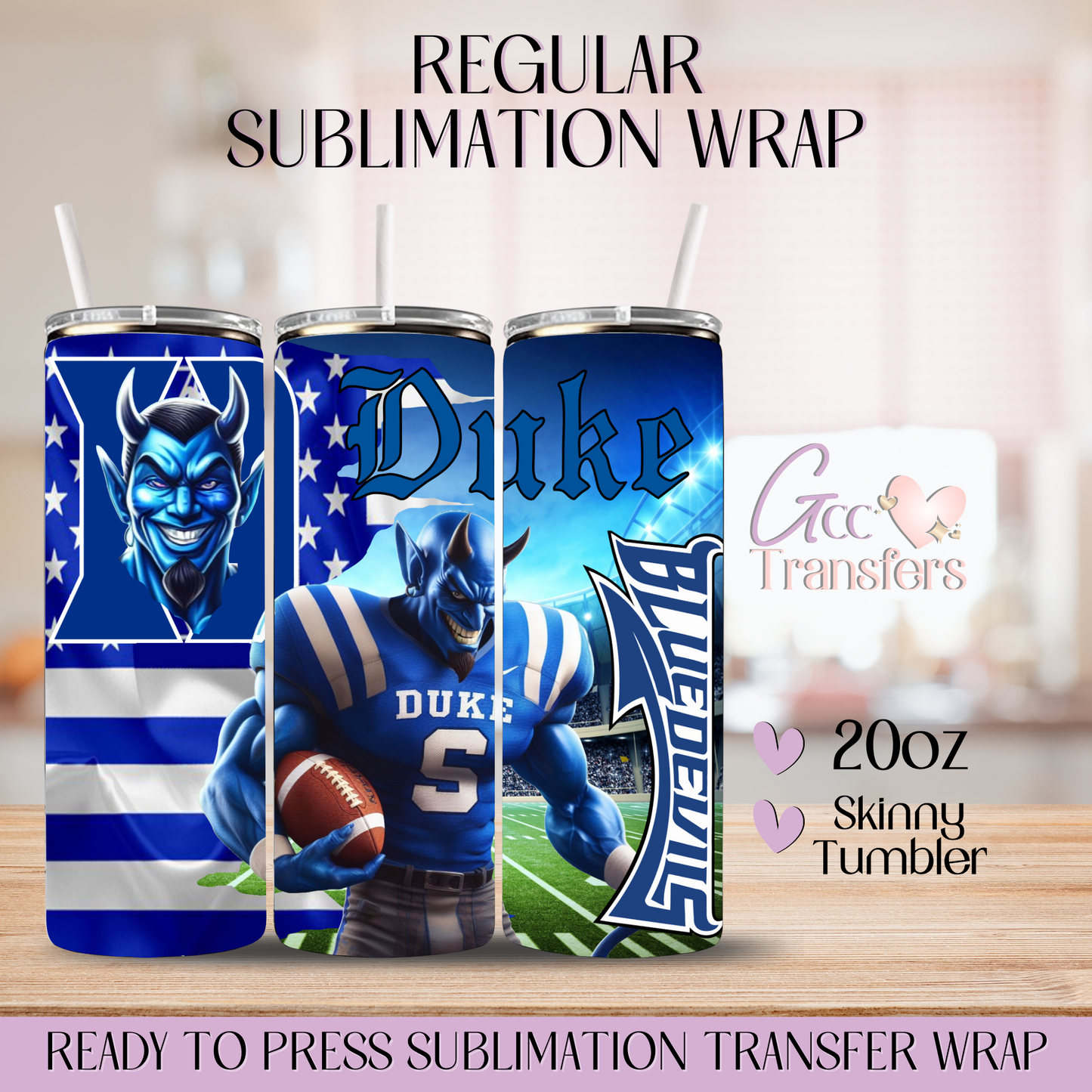 Duke College Football Team - 20oz Regular Sublimation Wrap