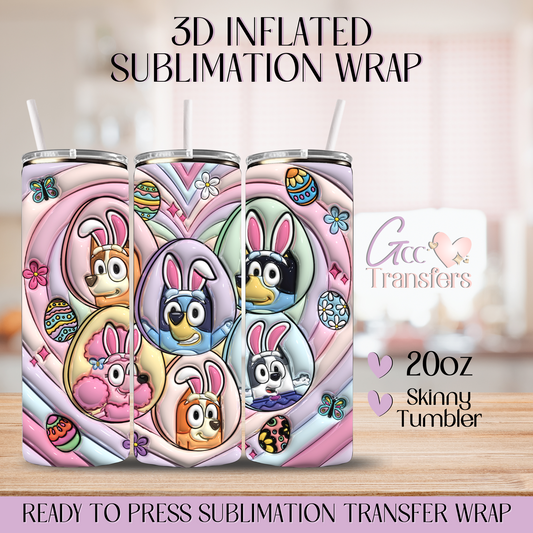 Easter Blue Dog Characters - 20oz 3D Inflated Sublimation Wrap