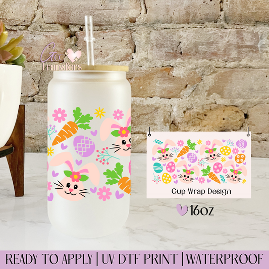 Easter Bunny Face - 16oz UV DTF WRAP
