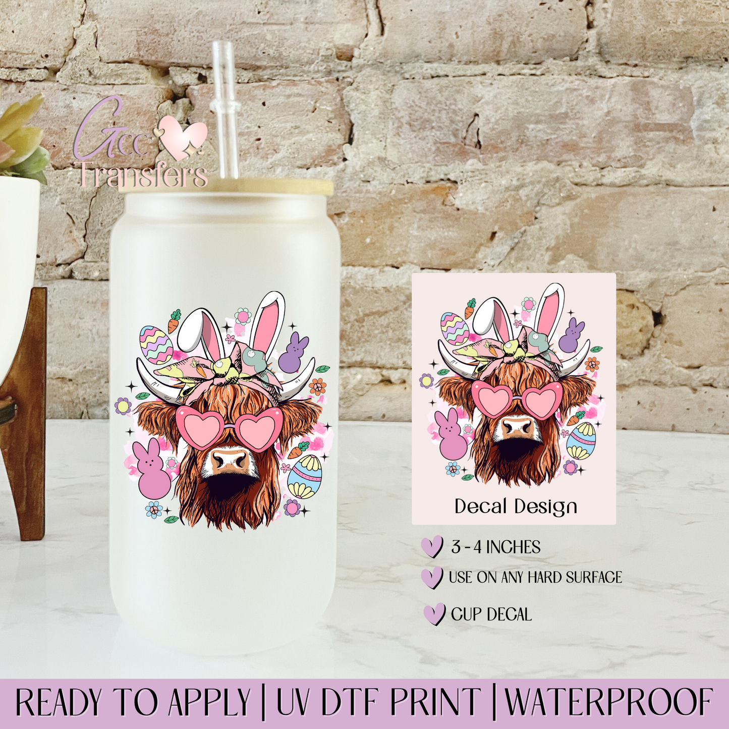 Easter Highland Cow - Decal UVDTF