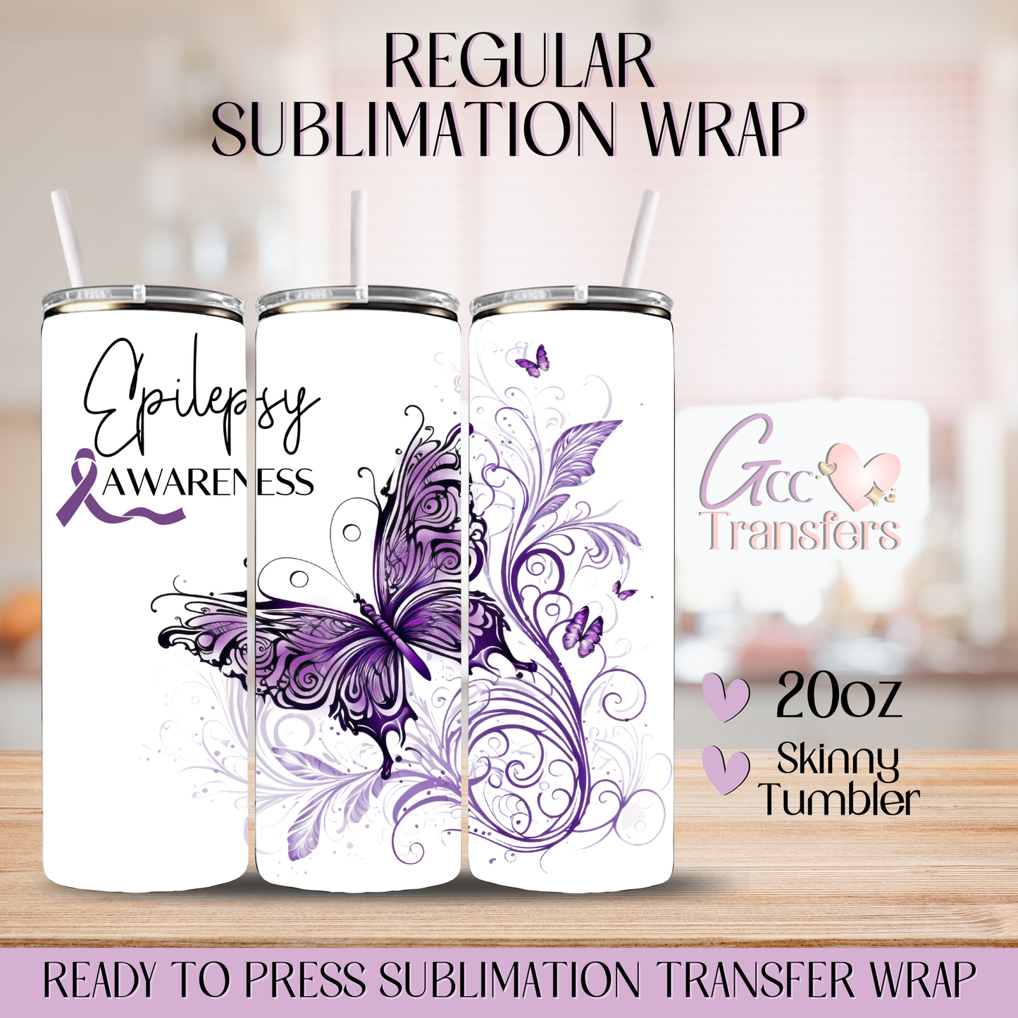 Epilepsy Awareness - 20oz Regular Sublimation Wrap
