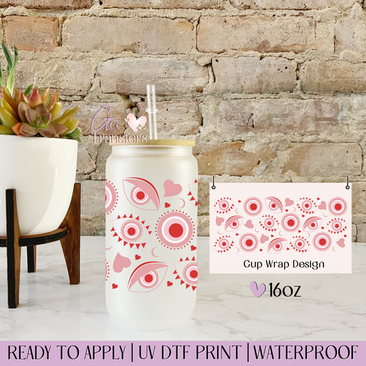 Evil Eyes Hearts - 16oz UV DTF WRAP