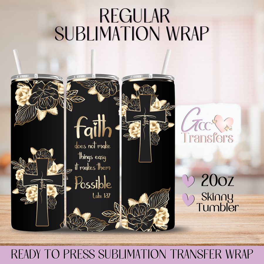 Faith Bible Verse Black - 20oz Regular Sublimation Wrap
