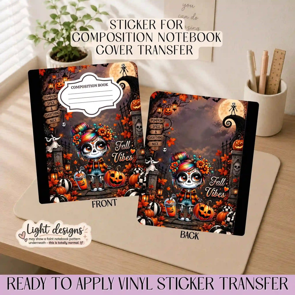 Fall Vibes Baby Katrina- Sticker for Notebook Cover
