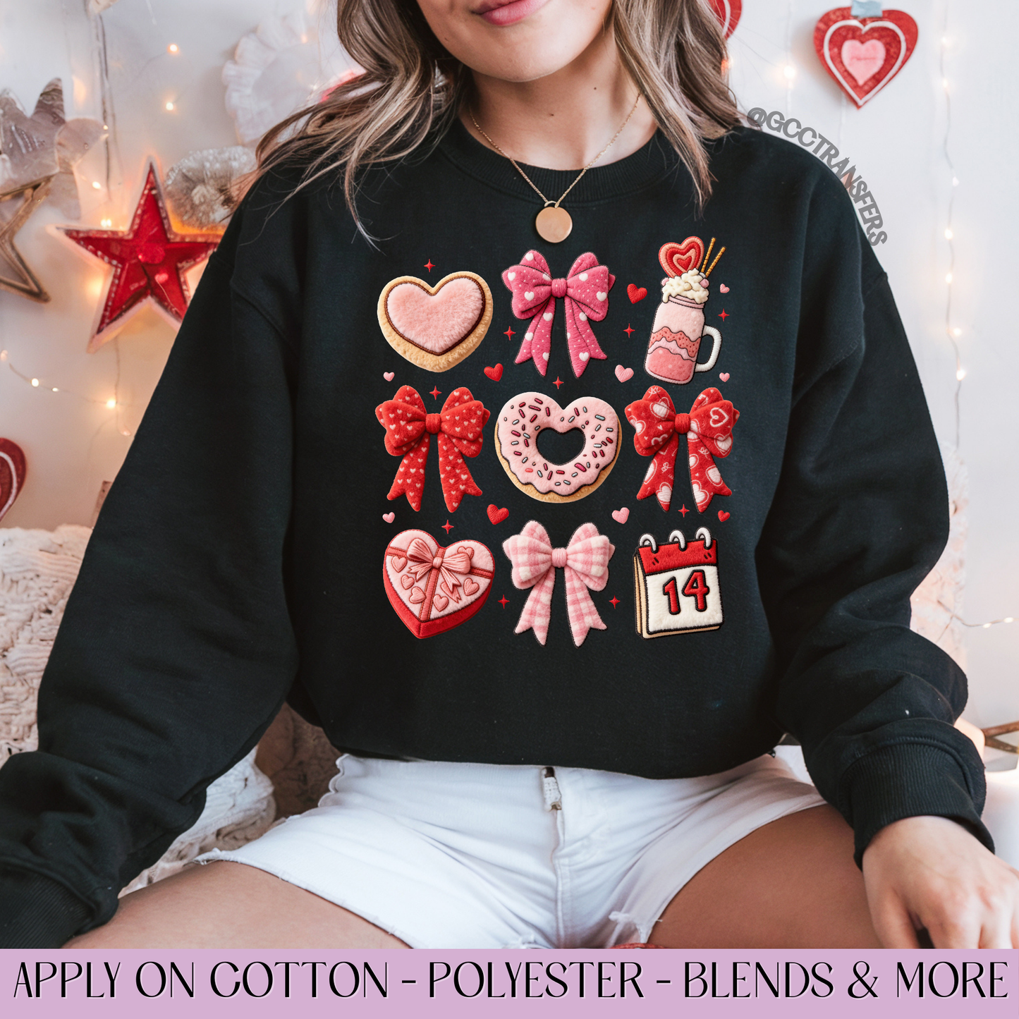 Valentine Calendar Donut Heart Crochet Yarn - Full Color DTF Transfer