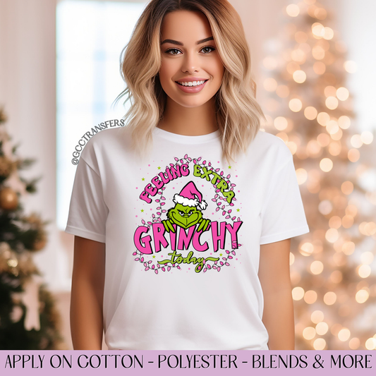 Feeling Extra Grinchy Today Lights - Full Color DTF Transfer