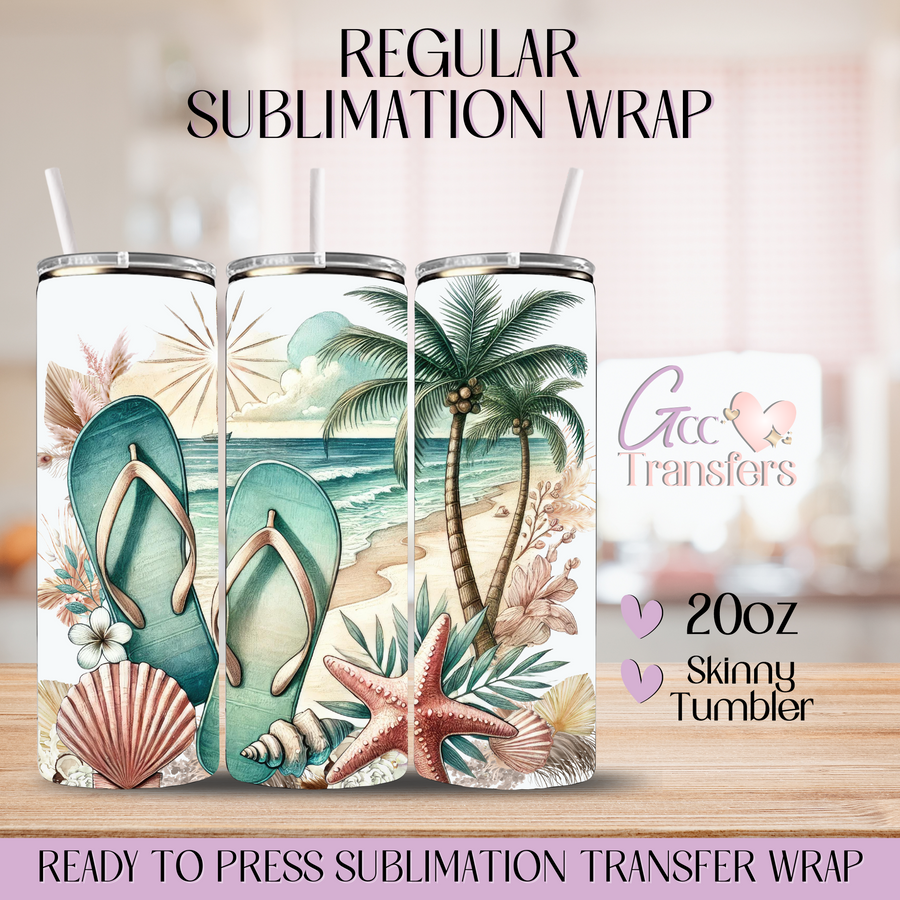 Flip Flops Beach Summer - 20oz Regular Sublimation Wrap
