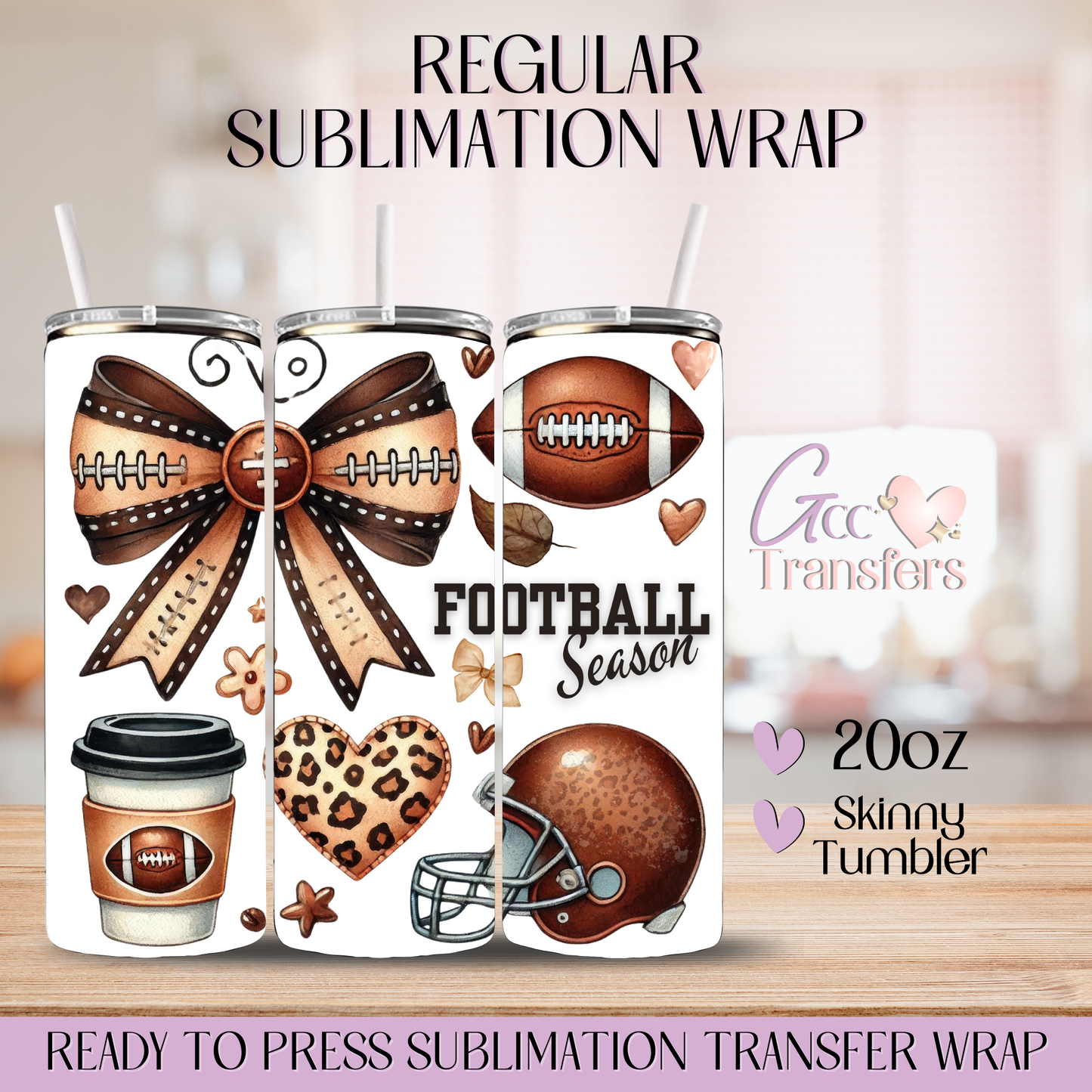 Football Season Coquette - 20oz Regular Sublimation Wrap