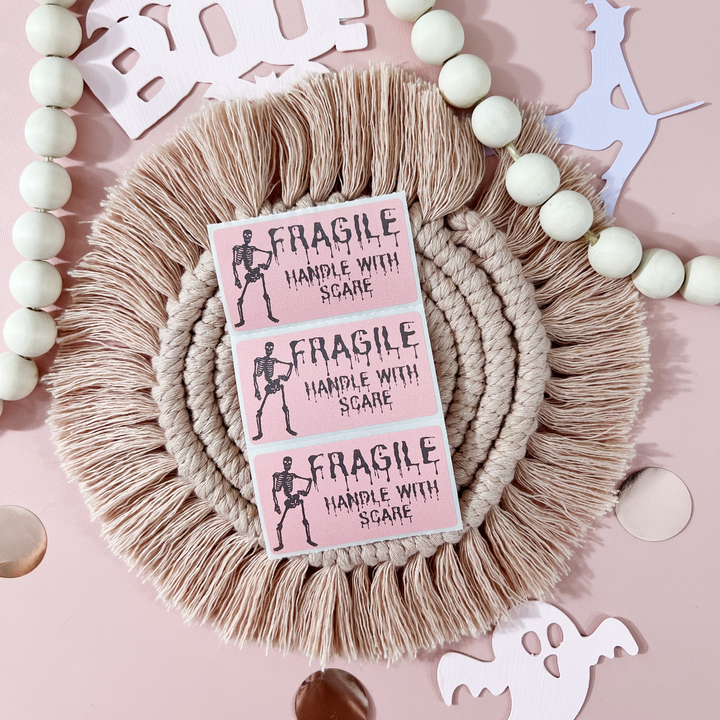 Fragile Handle with Scare - 100 Thermal Labels Stickers