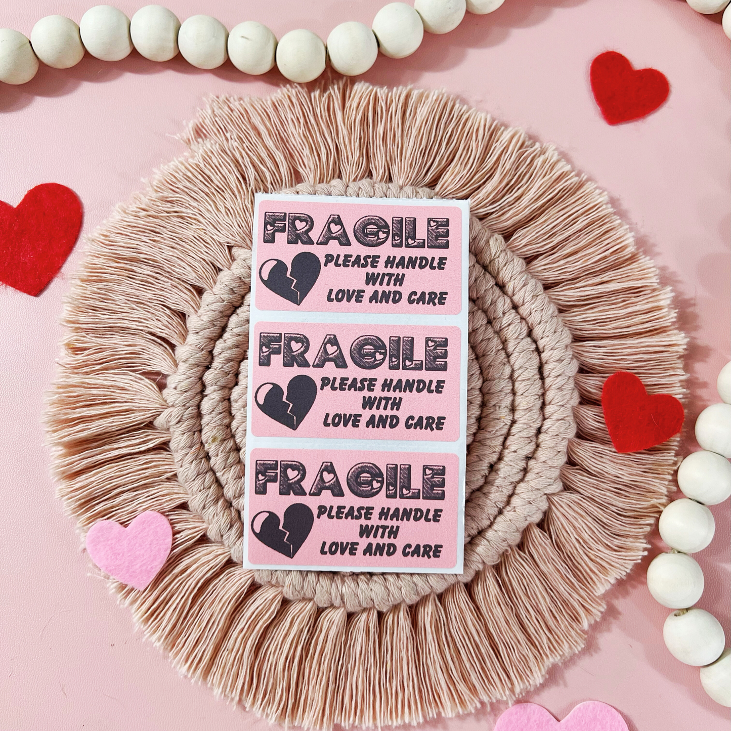 Fragile Please Handle with Love & Care - 100 Thermal Labels Stickers